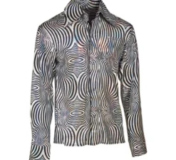 Camicia da uomo con stampa zebra anni '70