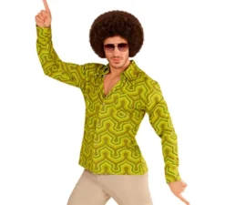 Camicia da uomo verde anni '70 in stile disco