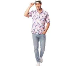Camicia hawaiana per adulti con stampa viola