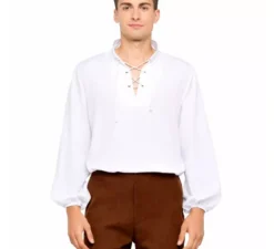 Camicia medievale bianca da uomo