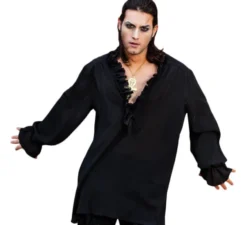 Camicia nera con volant per uomo