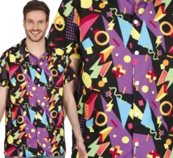 Camicia scura anni '80 per adulto