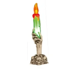 Candelabro con teschi e scheletro a mano di 21 cm