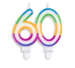 Candela di compleanno numero 60 multicolore