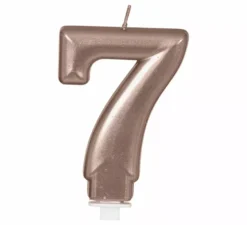 Candela Metallica Oro e Rosa Numero 7, 8 cm