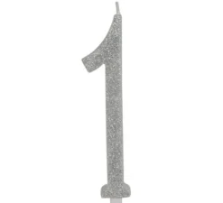 Candela numero 1 in argento satinato, 12,5 cm