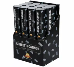 Cannone coriandoli argento metallizzato da 30 cm