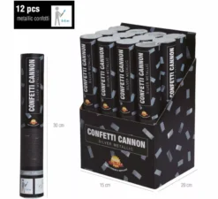 Cannone coriandoli argento metallizzato da 30 cm