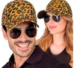 Cappellino con stampa animalier leopardata e paillettes
