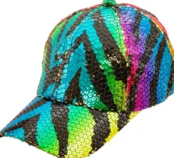 Cappellino con stampa animalier Rainbow Tiger e paillettes