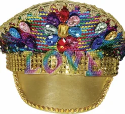 Cappellino Golden Love Police con strass per adulto