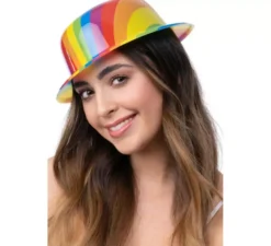 Cappello a bombetta arcobaleno per adulti Pride