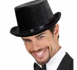 Cappello a cilindro da mago di velluto nero
