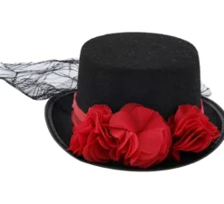 Cappello a cilindro da vampiro con rose e velo
