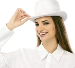 Cappello a cilindro elegante bianco per adulto 31x26x12 cm