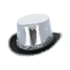 Cappello a cilindro metallizzato con luce Led in vari colori per adulto