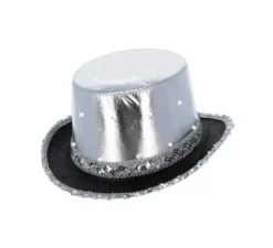 Cappello a cilindro metallizzato con luce Led in vari colori per adulto