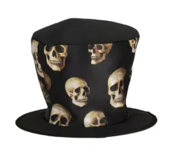 Cappello a cilindro nero con teschi terrificanti