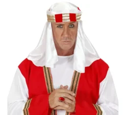 Cappello arabo bianco con nastro d'oro