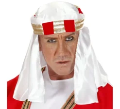 Cappello arabo bianco con nastro d'oro