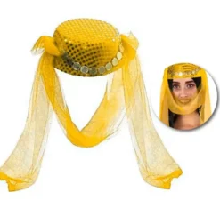 Cappello arabo giallo con velo da adulto