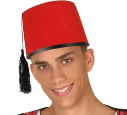 Cappello arabo rosso con nappa appesa