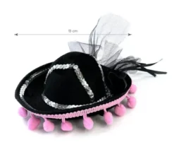 Cappello Catrina con nappine rosa da 13 cm