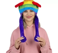 Cappello con orecchie arcobaleno con movimento