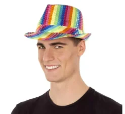 Cappello con paillette arcobaleno