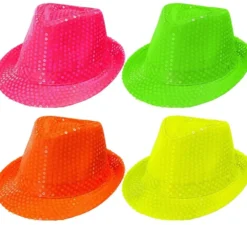 Cappello con paillettes in vari colori neon