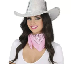 Cappello da cowboy argentato per adulti