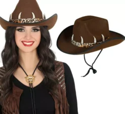 Cappello da cowboy australiano marrone per adulti
