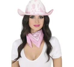 Cappello da cowboy bianco e rosa per adulti