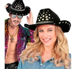 Cappello da cowboy con strass in vari colori