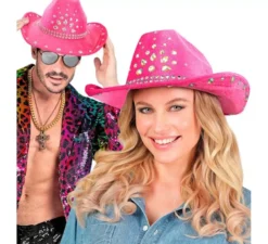 Cappello da cowboy con strass in vari colori