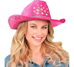 Cappello da cowboy con strass in vari colori