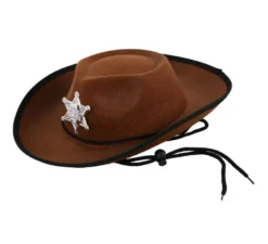 Cappello da cowboy da sceriffo marrone per bambini 34x26x9 cm