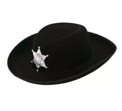 Cappello da cowboy da sceriffo nero per bambini 34x26x9 cm