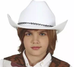 Cappello da cowboy in feltro bianco per bambini