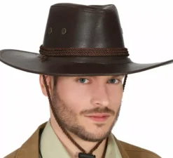 Cappello da cowboy in pelliccia sintetica marrone