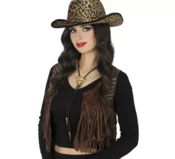 Cappello da cowboy leopardato per adulti