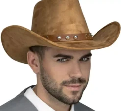 Cappello da cowboy marrone con nastro