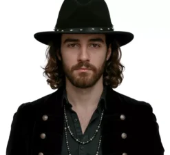 Cappello da cowboy nero con rivetti per adulti