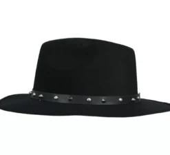 Cappello da cowboy nero con rivetti per adulti