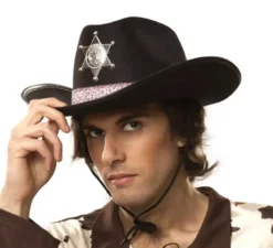 Cappello da cowboy nero per adulti