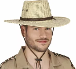 Cappello da cowboy o da esploratore in tessuto marrone