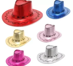 Cappello da cowboy per adulti in vari colori metallici