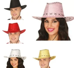 Cappello da cowboy per adulto con paillettes in vari colori