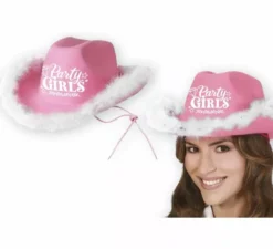 Cappello da cowboy per ragazze da festa rosa per adulti