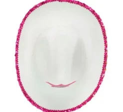 Cappello da cowgirl bianco con paillettes rosa